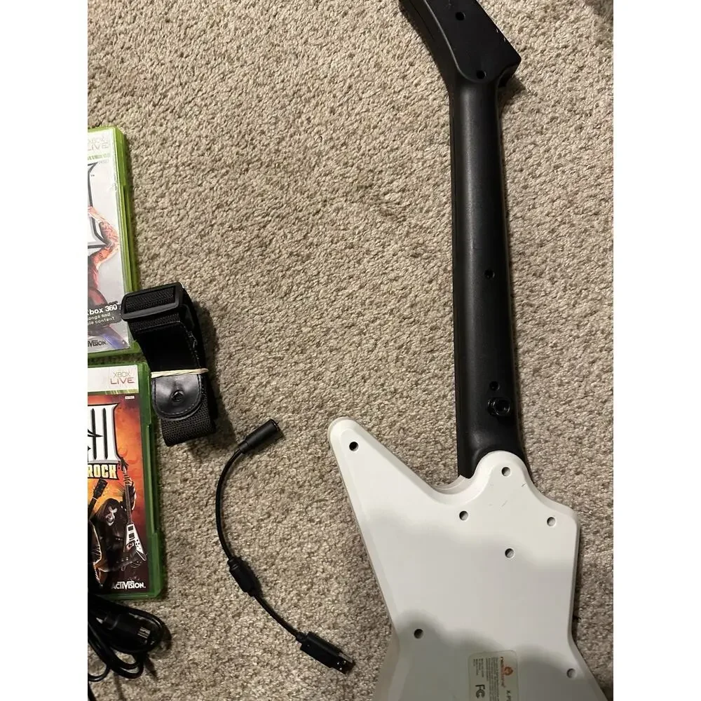 Guitar Hero Xbox 360 XPlorer Controller Bundle 2 Games Dongle USB Cable Tested